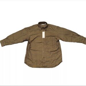 Uniqlo U Lemaire Twill OVER Size Checker Long Sleeve Button Up Shirt Yellow Sz M
